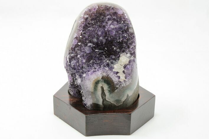 4" Tall Amethyst Cluster With Wood Base - Uruguay